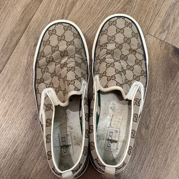 Gucci Beige and Brown Patterned Slip-On Loafers - Picture 10 of 14